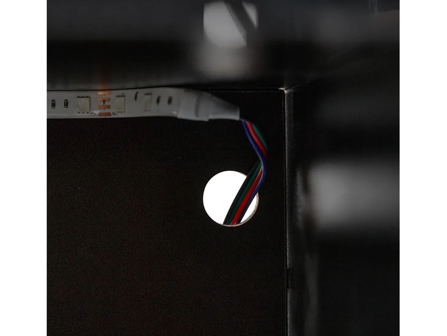 Vitrina negra - Vitrina con 2 puertas y luces LED - almacenaje abierto - para salón y dormitorio