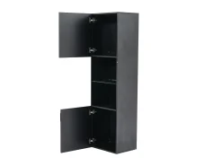 Vitrina negra brillante con iluminación LED - Mueble alto de salón - Mueble de almacenaje - 45x35x160 cm