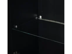 Vitrina negra con iluminación LED, 60x35x180 cm, 3 cajones, estilo moderno, para salón y oficina