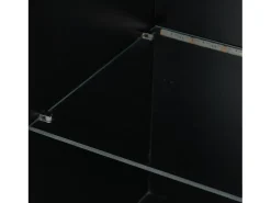 Vitrina negra con iluminación LED, 45x35x160 cm, 1 estante y 2 puertas, para salón y despacho