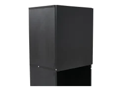 Vitrina negra con iluminación LED, 45x35x160 cm, 1 estante y 2 puertas, para salón y despacho