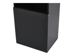 Vitrina negra con iluminación LED, 45x35x160 cm, 1 estante y 2 puertas, para salón y despacho