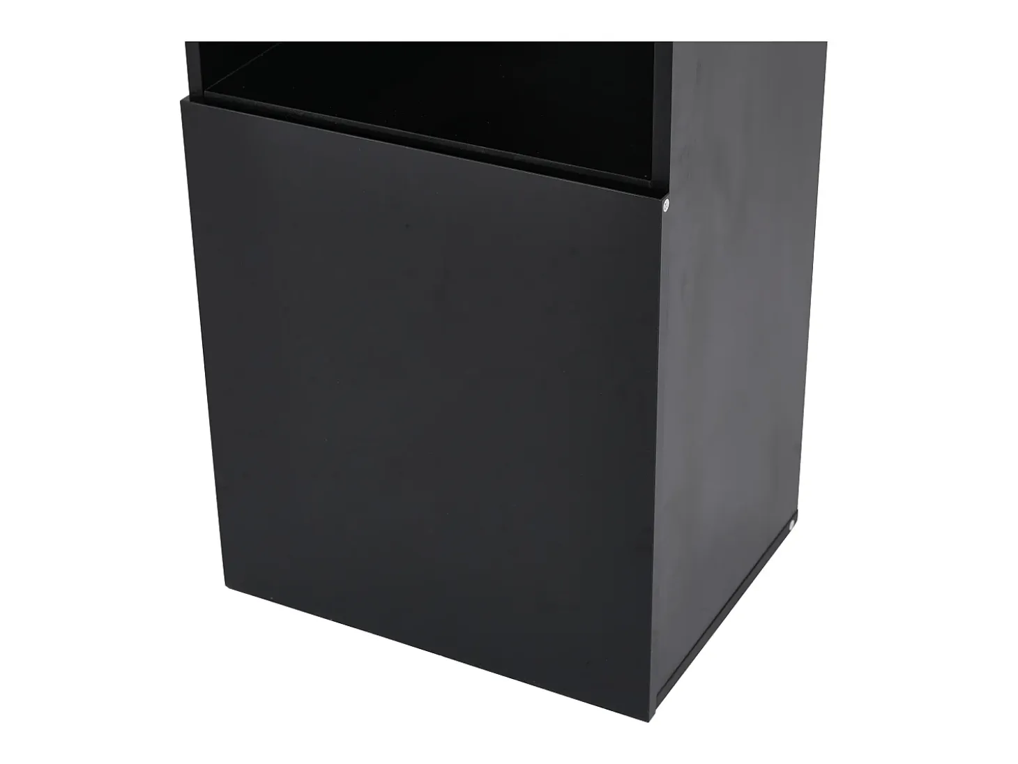Vitrina negra con iluminación LED, 45x35x160 cm, 1 estante y 2 puertas, para salón y despacho