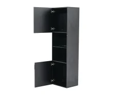 Vitrina negra con iluminación LED, 45x35x160 cm, 1 estante y 2 puertas, para salón y despacho