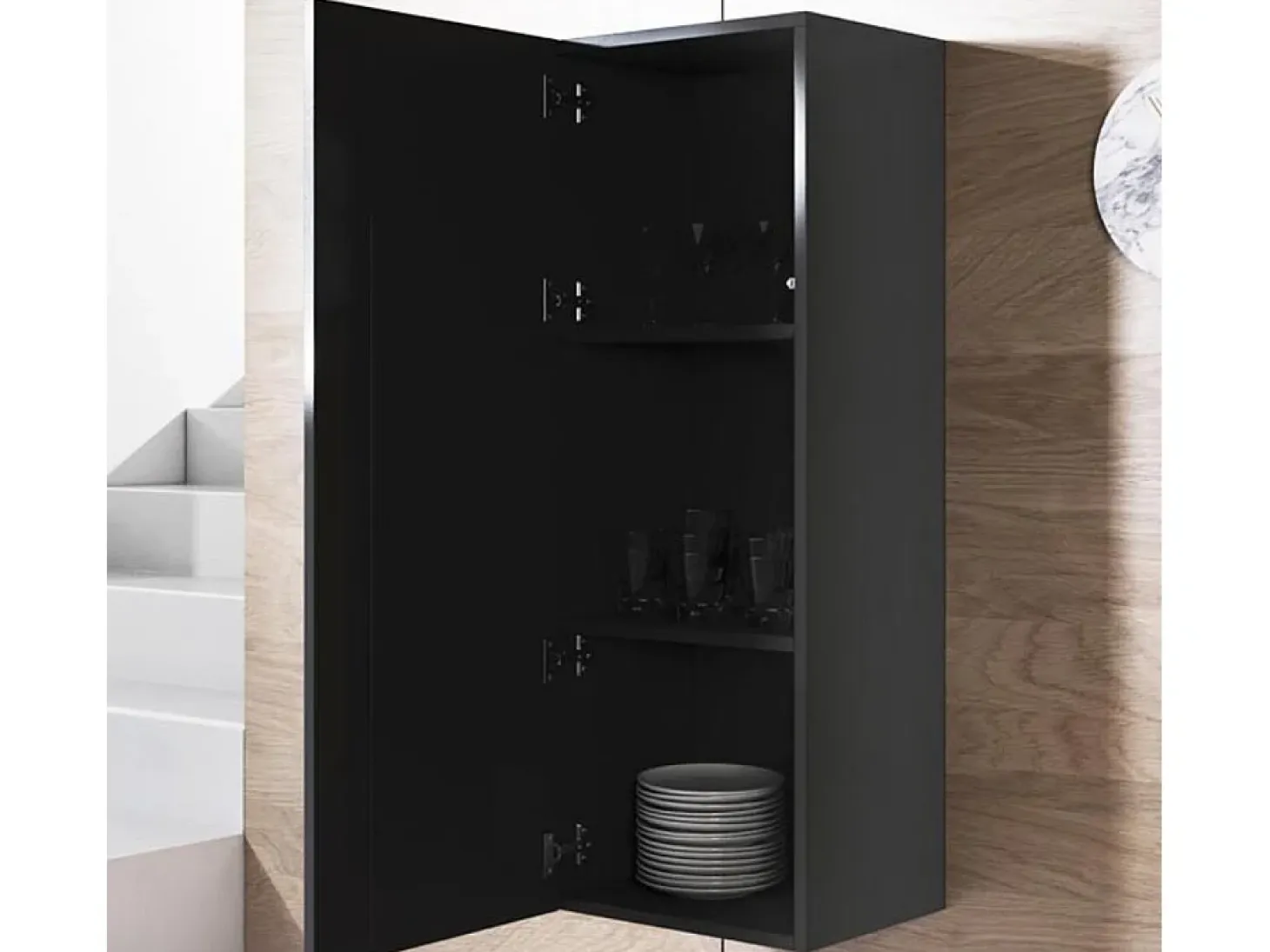 Vitrina para Salón comedor en Negro 40x29x126cm Luke V1