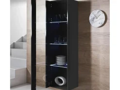 Vitrina para Salón comedor en Negro con LED 40x29x165cm Luke V5