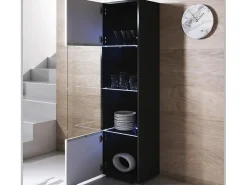 Vitrina para Salón comedor en Negro y Blanco con LED 40x29x167cm Luke V6