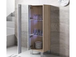 Vitrina para Salón comedor en Sonoma y Blanco con LED 40x29x138cm Luke V2