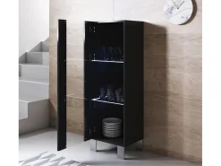 Vitrina para Salón comedor en Negro con LED 40x29x138cm Luke V2