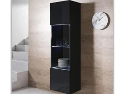 Vitrina para Salón comedor en Negro con LED 40x29x165cm Luke V6