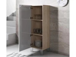 Vitrina para Salón comedor en Sonoma y Blanco 40x29x138cm Luke V1
