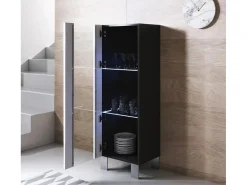 Vitrina para Salón comedor en Negro y Blanco con LED 40x29x138cm Luke V2
