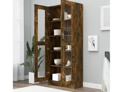 Vitrina Roble ahumado 82,5x30,5x185,5 cm Madera de ingeniería