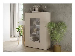 Vitrina SCENA – L121 x H166 x P42 cm – 2 puertas – Color Cachemira