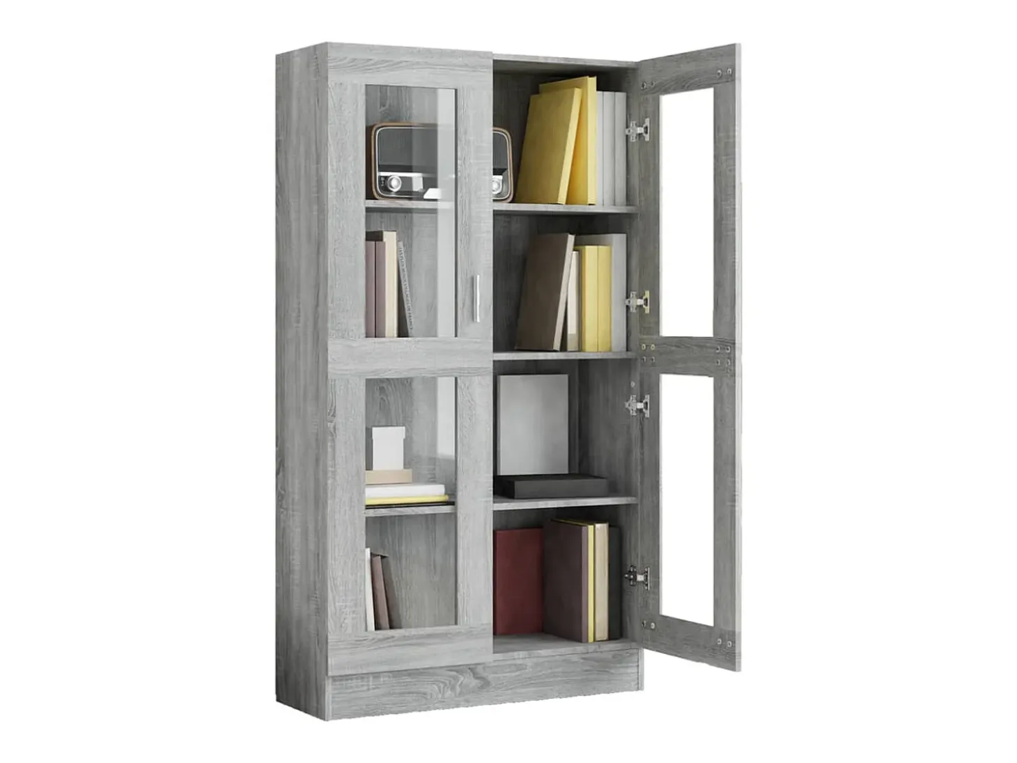 Vitrina Sonoma gris de 82,5 x 30,5 x 150 cm, madera de ingeniería