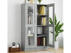 Vitrina Sonoma gris de 82,5 x 30,5 x 150 cm, madera de ingeniería