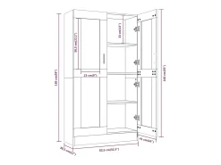 Vitrina Sonoma gris de 82,5 x 30,5 x 150 cm, madera de ingeniería
