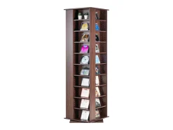 Vitrina SucceBuy con Torre Giratoria de 4 Lados para Medios, con Capacidad para 1 040 CD, Acabado Espresso