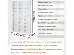 Vitrina SucceBuy de 9 Niveles para Almacenamiento Multimedia, con Estante Ajustable para DVD y Capacidad para 756 CD, Color Blanco