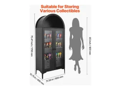 Vitrina SucceBuy para Colección Arqueada con Puertas de Vidrio, Armario de Presentación 179 cm de Alto, Exhibidor para Antigüedades a 4 Niveles con 2 Estantes