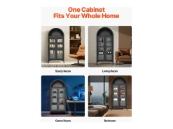 Vitrina SucceBuy para Colección Arqueada con Puertas de Vidrio, Armario de Presentación 179 cm de Alto, Exhibidor para Antigüedades a 4 Niveles con 2 Estantes
