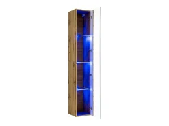 Vitrina suspendida color roble Wotan con 1 puerta de vidrio e iluminación LED incluida. Colección SWITCH.