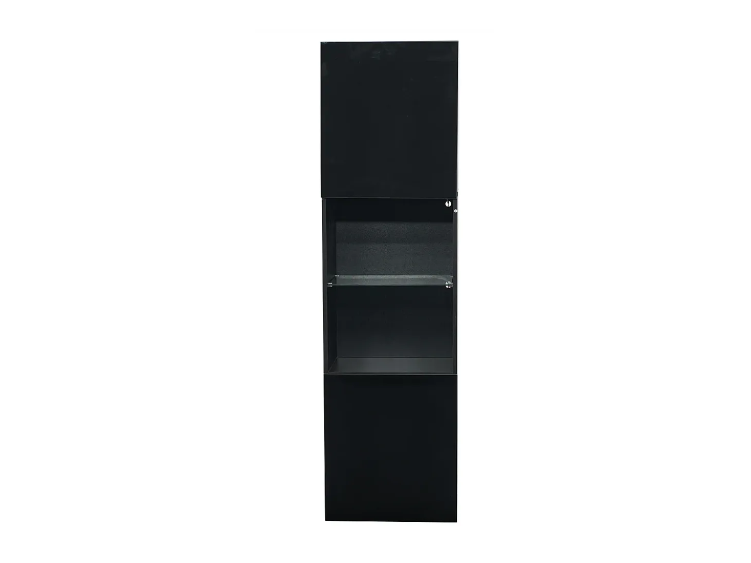 Vitrina 45x35x160 cm - con 2 puertos - con iluminación LED - 1 estante de vidro - Negro