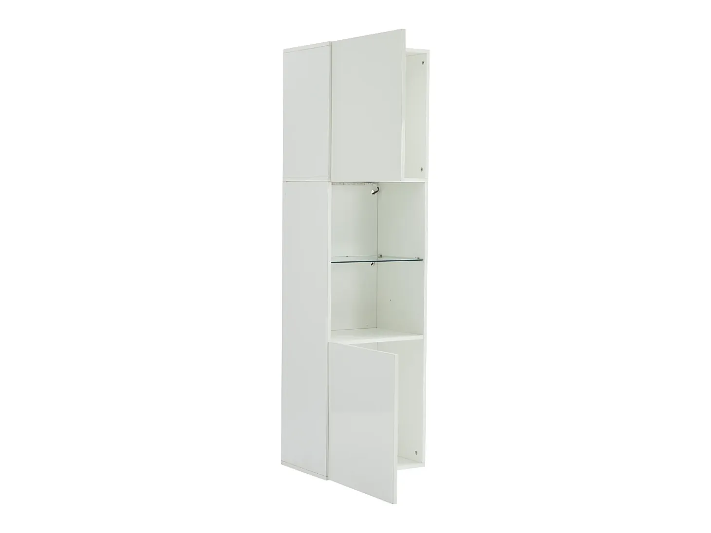 Vitrina 45x35x160 cm - con 2 puertos - con iluminación LED - 1 estante de vidro - blanco