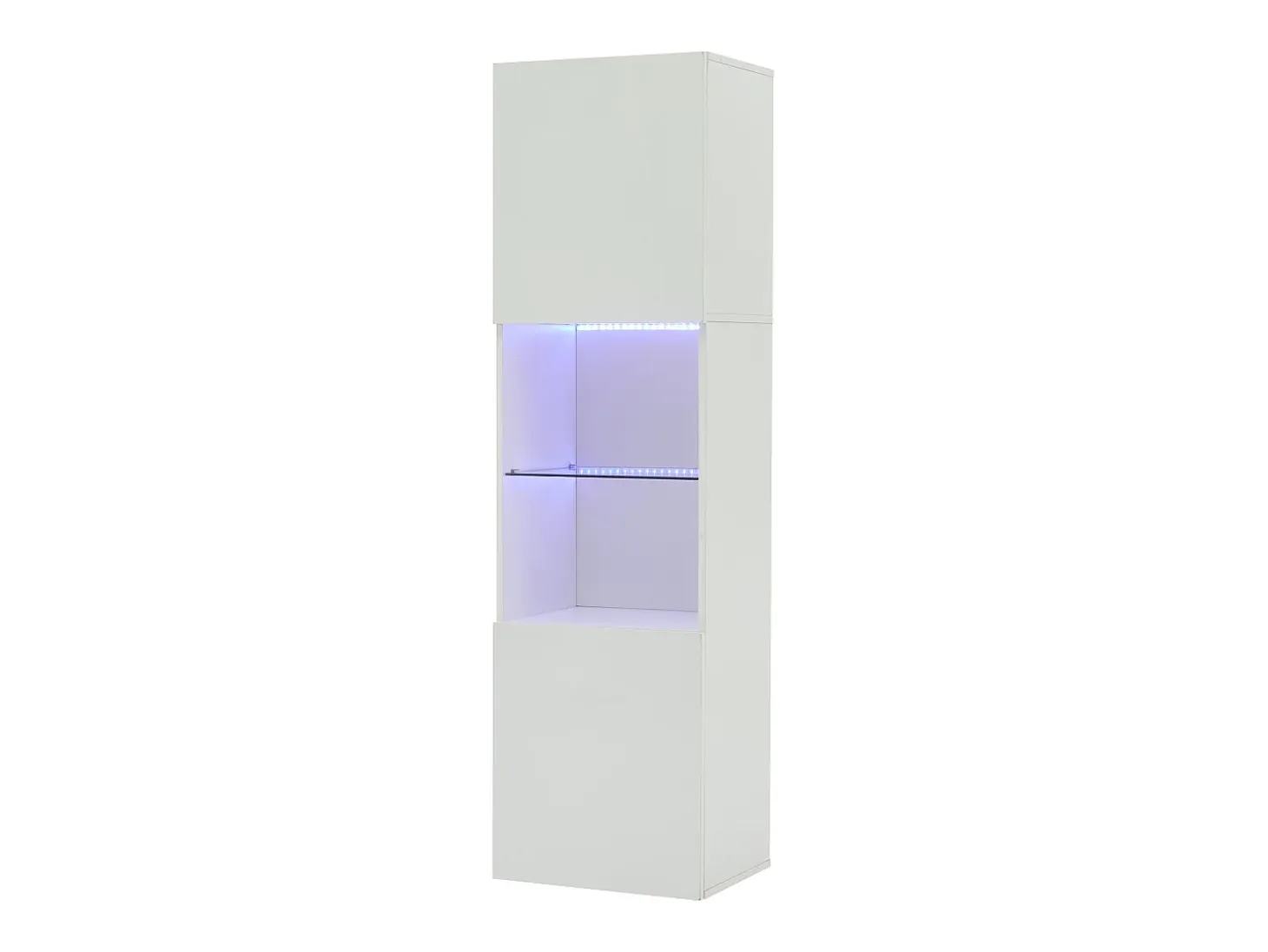 Vitrina 45x35x160 cm - con 2 puertos - con iluminación LED - 1 estante de vidro - blanco