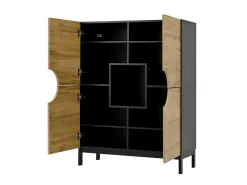 Vitrina y zapatero 2 en 1: diseño moderno con estantes ajustables y amplio espacio de almacenamiento.