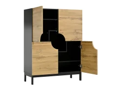 Vitrina y zapatero 2 en 1: diseño moderno con estantes ajustables y amplio espacio de almacenamiento.