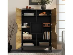 Vitrina y zapatero 2 en 1: diseño moderno con estantes ajustables y amplio espacio de almacenamiento.