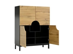Vitrina y zapatero 2 en 1: diseño moderno con estantes ajustables y amplio espacio de almacenamiento.