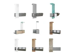 Vladon Mueble recibidor Carlton Set 4, Mueble de entrada compuesto por 1 Perchero, 1 Zapatero, antracita mate/gris de alto brillo (156,5 x 193 x 35 cm)