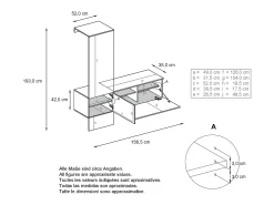 Vladon Mueble recibidor Carlton Set 4, Mueble de entrada compuesto por 1 Perchero, 1 Zapatero, antracita mate/gris de alto brillo (156,5 x 193 x 35 cm)
