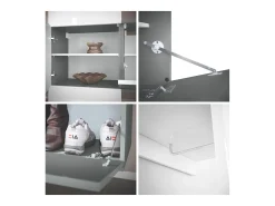 Vladon Mueble recibidor Carlton Set 4, Mueble de entrada compuesto por 1 Perchero, 1 Zapatero, antracita mate/hormigón oxidado (156,5 x 193 x 35 cm)
