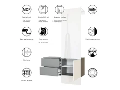 Vladon Mueble recibidor Carlton Set 2, Mueble de entrada compuesto por 1 Perchero, 1 Armario de cajones, antracita mate/blanco de alto brillo (105 x 193 x 35 cm)