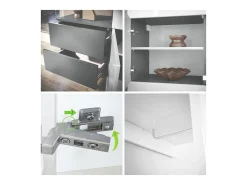Vladon Mueble recibidor Carlton Set 2, Mueble de entrada compuesto por 1 Perchero, 1 Armario de cajones, antracita mate/zarzamora de alto brillo (105 x 193 x 35 cm)