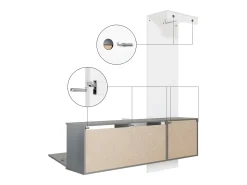 Vladon Mueble recibidor Carlton Set 4, Mueble de entrada compuesto por 1 Perchero, 1 Zapatero, antracita mate/crema de alto brillo (156,5 x 193 x 35 cm)