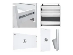 Vladon Mueble recibidor Loret mini, Mueble de entrada compuesto por 1 Zapatero, 1 Espejo de pared y 2 Percheros, Negro mate/Gris arena de alto brillo
