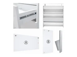 Vladon Mueble recibidor Loret mini, Mueble de entrada compuesto por 1 Zapatero, 1 Espejo de pared y 2 Percheros, Blanco mate/Burdeos de alto brillo