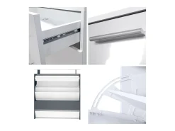 Vladon Mueble recibidor Malea, Mueble de entrada compuesto por 1 Zapatero colgante, 1 Espejo de pared y 2 Percheros, Antracita mate/Negro de alto brillo