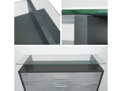 Vladon Mueble recibidor Malea, Mueble de entrada compuesto por 1 Zapatero colgante, 1 Espejo de pared y 2 Percheros, Blanco mate/Gris de alto brillo
