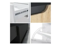 Vladon Mueble zapatero Fiesta, negro mate/gris de alto brillo/zarzamora de alto brillo - volquete zapatero para 16 pares de zapatos (89 x 104 x 23 cm)