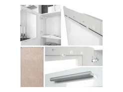 Vladon Vitrina de cine, blanco mate/gris de alto brillo - Vitrina de cristal moderna - (AxAxP): 50,5 x 111 x 32,5 cm