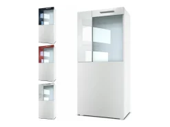 Vladon Vitrina de cine, blanco mate/zarzamora de alto brillo - Vitrina de cristal moderna - (AxAxP): 50,5 x 111 x 32,5 cm