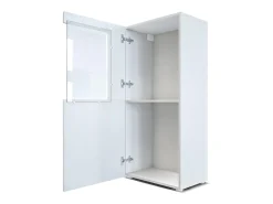 Vladon Vitrina de cine, blanco mate/hormigón oxidado - Vitrina de cristal moderna - (AxAxP): 50,5 x 111 x 32,5 cm