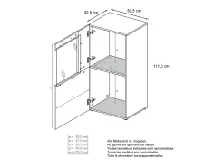 Vladon Vitrina de cine, blanco mate/hormigón oxidado - Vitrina de cristal moderna - (AxAxP): 50,5 x 111 x 32,5 cm