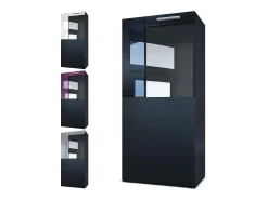 Vladon Vitrina de cine, negro mate/blanco de alto brillo - Vitrina de cristal moderna - (AxAxP): 50,5 x 111 x 32,5 cm
