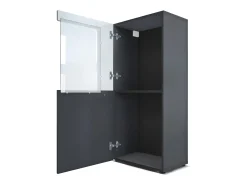 Vladon Vitrina de cine, negro mate/blanco de alto brillo - Vitrina de cristal moderna - (AxAxP): 50,5 x 111 x 32,5 cm